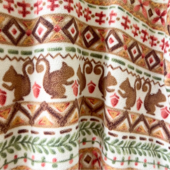 Vintage BonWorth XL Squirrel Fall Fleece Zip Jacket Boho Tribal Y2K - Picture 6 of 10